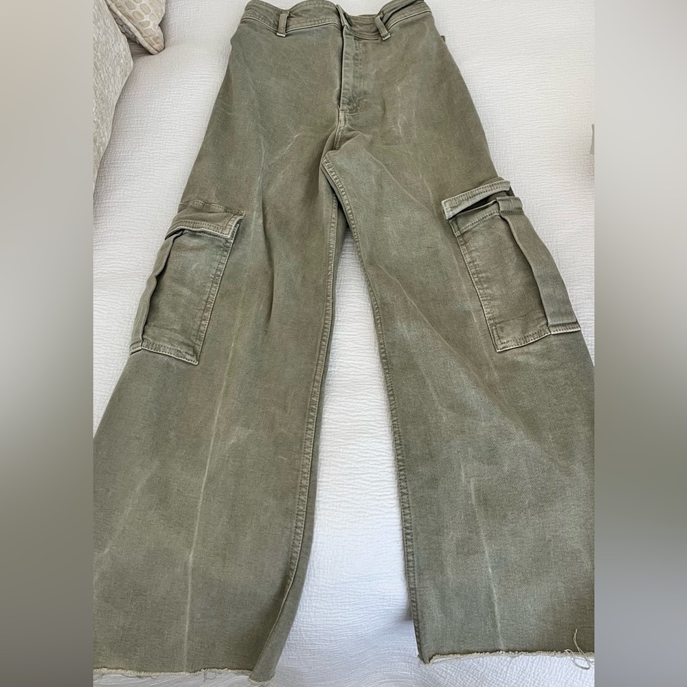 Zara high waist wide leg cargo jeans